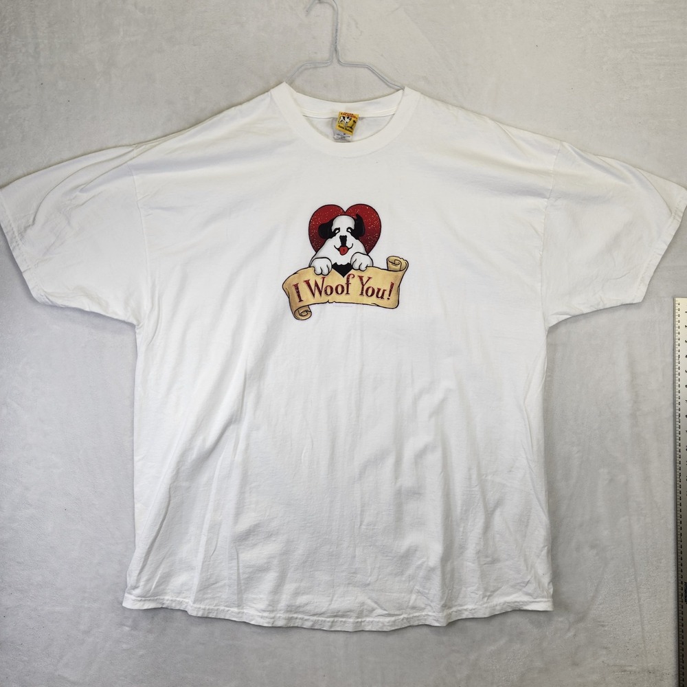 Vintage Big Dogs I Woof You Dog Graphic‎ T-Shirt White 3X 2005 Saint Bernard